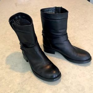 Aquatalia Black leather moto boot ITALY size 12